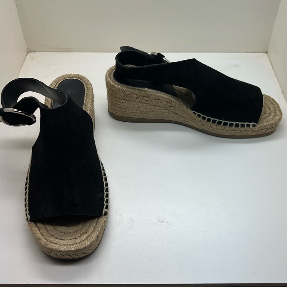 Rag & Bone Black Leather Slingback Espadrilles Sandals Shoes 36-1/2 6.5
